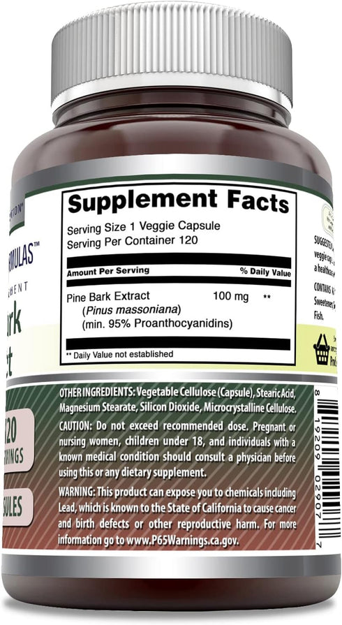 Amazing Formulas Pine Bark Extract Supplement | 100 Mg Per Serving | 120 Veggie Capsules | Non-GMO | Gluten Free | Made in USA...