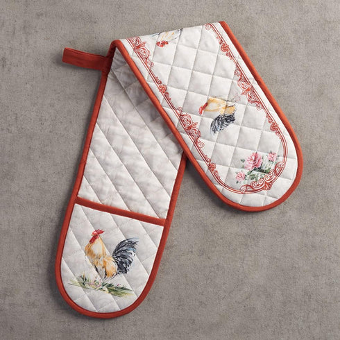 Maison d' Hermine Double Oven Mitts 100% Cotton 7"x35" Double Oven Mitt Heat Resistant BBQ Cooking Gloves with Loop, Baking, Grilling, Home, Kitch...