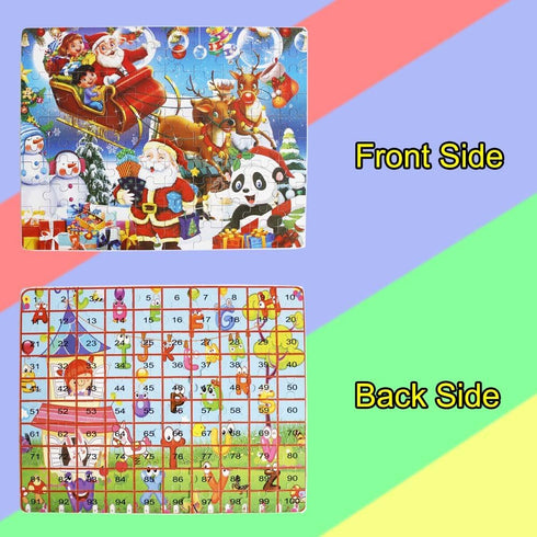 100 Piece Wooden Jigsaw Puzzle Merry Christmas Xmas Santa Claus Early Childhood Education Puzzle Wooden Cartoon Toys...