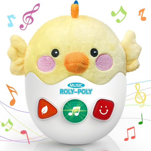 Baby Toys 0-6-12 Months, Plush Chick Musical Toys, Cute Stuffed Animal Infant Toys with Light & Sounds, Roly-poly Sensory Toy Birthday Gift for Ne...
