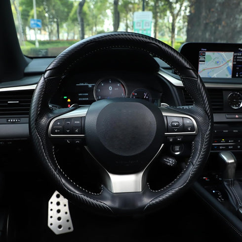 Amiss 3pcs Car Carbon Fiber Anti-Skid Steering Wheel Cover?Segmented Steering Wheel Protector, Butterfly Steering Wheel Cover, Universal 99% Car W...
