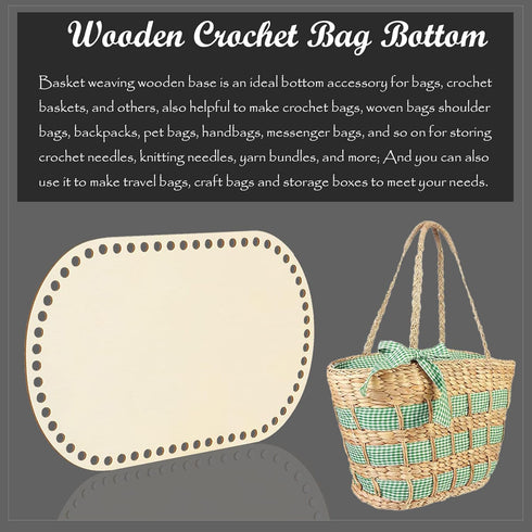Yayatty 5 PCS Wooden Crochet Bag Bottom, Oval and Circle Wooden Basket Bottom Wooden Base Shaper Blank Crochet Base for DIY Basket Craft Weaving M...