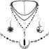 3 Pcs Halloween Gothic Sun and Moon Jewelry Set Head Chain Multilayer Star Choker Crystal Earrings (Silver,Boho)...