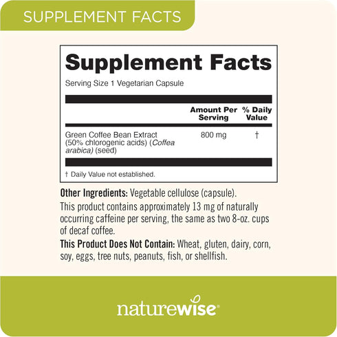 NatureWise Green Coffee Bean Extract - Pure Green Coffee Bean Capsules 800mg with 50% Chlorogenic Acid Support for Weight Goals, Energy, and Antio...