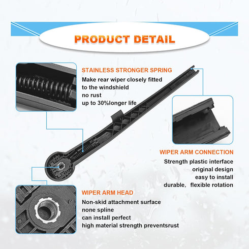 Rear Windshield Wiper Blade Kits, 14in Rear Windshield Back Wiper Accessories Compatible With Grand Cherokee 2005-2010#05139836AB...