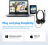 USB Headset with Microphone for PC, 3.5mm Jack 2 in 1 Headset,Wired Stereo Computer Headphone,Lightweight Headset with Volume Control Wired Headse...