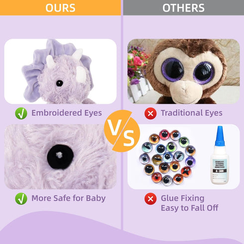 Cute Purple Dinosaur Stuffed Animals for Girls, Dinosaur Party Favors, Cuddly Dinosaur Plush Toy for Kids, Huggable Triceratops for Baby, Birthday...