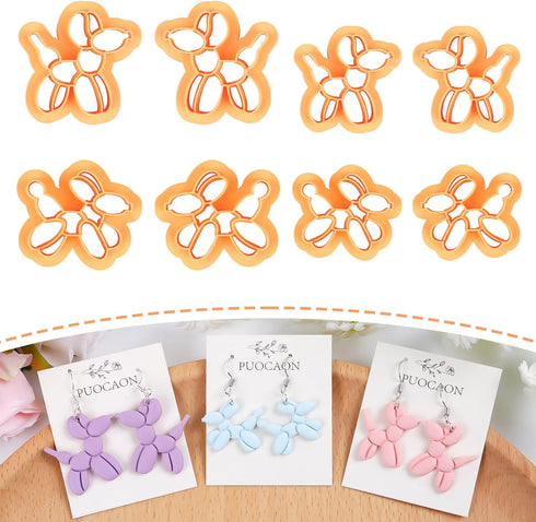 Puocaon Balloon Dog Clay Cutters - 8 Pcs Polymer Clay Cutters for Jewelry Making, Mirrored Balloon Dogs Animal Clay Earring Cutters, Cute Clay Cut...