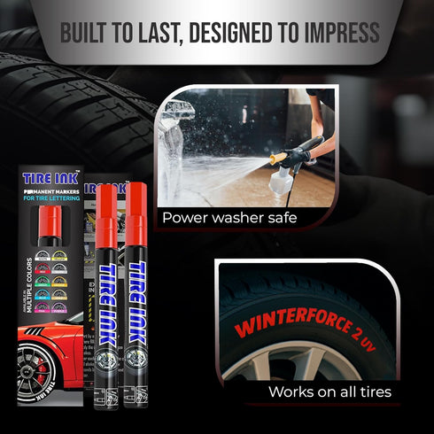 Color Tire Paint Pen - Waterproof Permanent Paint pens for Car Wheels Lettering | Car Wash Safe and Durable | Made in Japan...