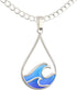 Silver Wave Necklace - Beach Jewelry for Surfers and Sea Lovers - Motivational Drop Shape Pendant with Gift Message Card...