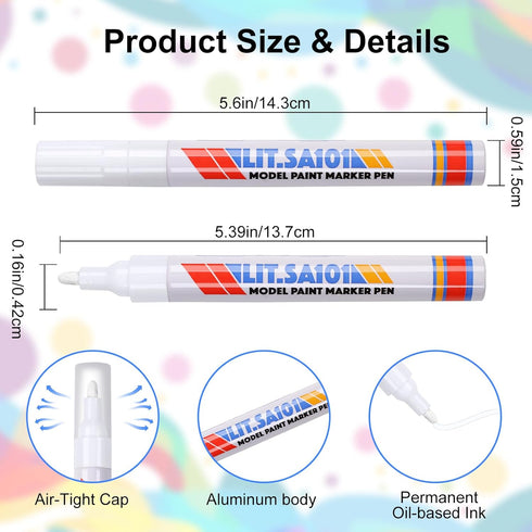 Phinus 7 Pack White Paint Pen, Oil Based White Marker, Medium Tip White Paint Marker, Quick Dry Waterproof White Permanent Marker for Rock, Cerami...