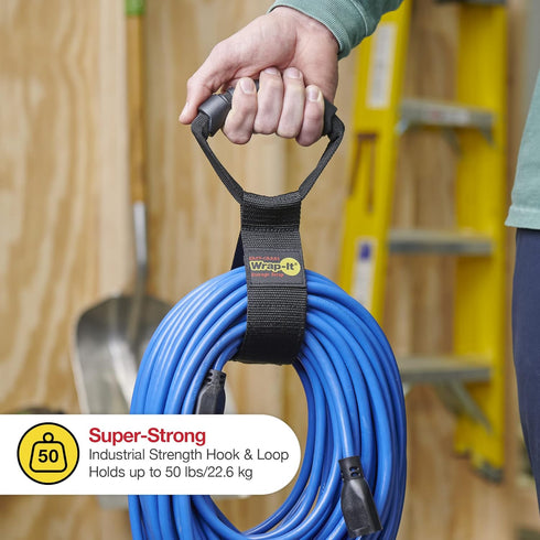 Easy-Carry Wrap-It Storage Straps - 17" (2-Pack) – Heavy-Duty Hook and Loop Cord Carrying Strap, Hanger, and Organizer with Handle for Pool Hoses,...