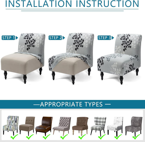 Liykimt Armless Accent Chair Cover Slipcover,Slipper Chair Stretch Spandex Removable for Armless Chair Furniture Protector Covers for Living Dinin...