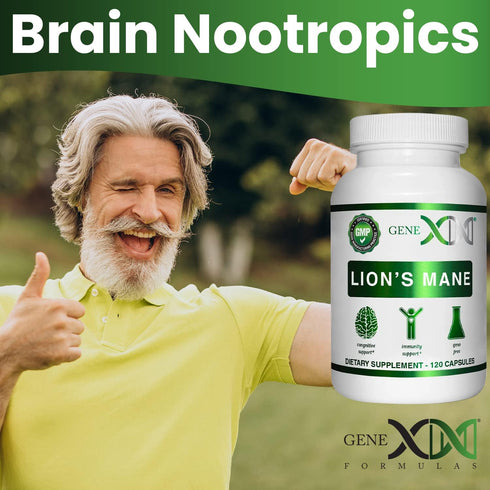 Genex Formulas Lions Mane Supplement with 100% Lions Mane Extract - Nootropics Brain Support Supplement 1000mg/serving - (120 Capsules)...