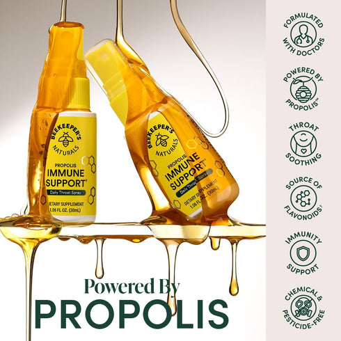 Propolis Throat Spray by Beekeeper's Naturals - 95% Bee Propolis Extract, Natural Immune Support & Sore Throat Relief - Antioxidants, Keto, Paleo,...