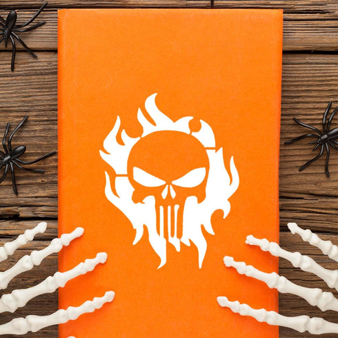 Punisher Stencil | Reusable Halloween Horror Skull Face Paint Gothic Graffiti Street Art Stencils for Painting on Wood, Glass, Wall, Rock, Fabric,...
