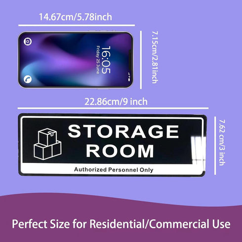 Door Sign,RAMIEYOO Acrylic Authorized Personnel Only Signs for Door,Black and White - 9"x 3" (Storage Room)...