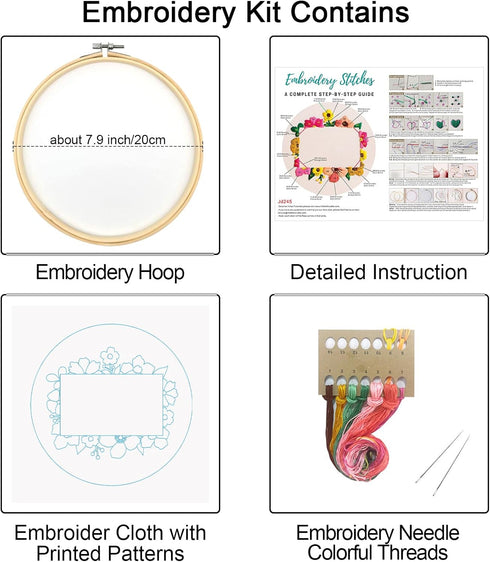 Nuberlic Embroidery Kit for Beginner Adults Starters, Stamped Cross Stitch Gift, Pre-printed DIY Funny Photo Frame Needlepoint Kit, Include Embroi...
