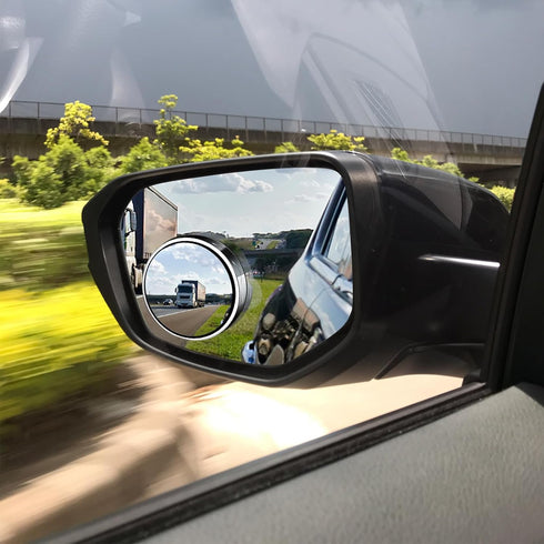 2Pcs Car Suction-Cup Blind Spot Mirror, 360° Wide Angle HD Glass Convex Side Rearview Mirror for Cars SUVs, Vans, and Trucks - Universal Automotiv...