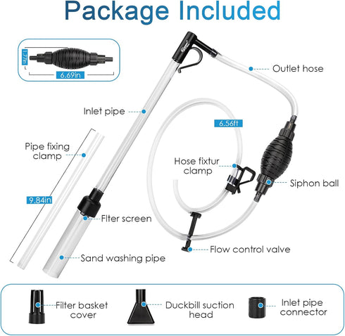 hygger Gravel Vacuum for Aquarium, Aquarium Siphon Vacuum Cleaner for Fish Tank Gravel and Sand Cleaning, Remove Dirt, Water Change, Aquarium Grav...