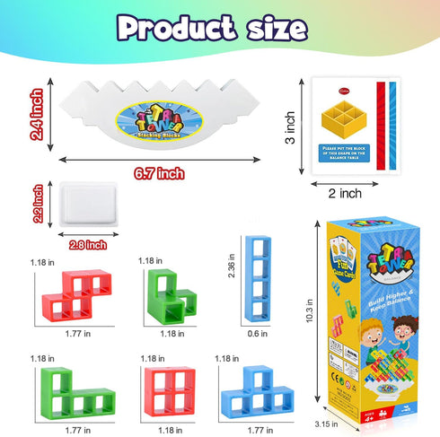 Tetra Tower Games Balance Stacking Blocks Game, 32 Pcs Board Games for Kids & Adult,2 Players+ Family Games, Parties, Travel, Team Building Blocks...
