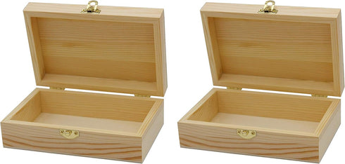 Creative Hobbies Unfinished Wood Craft Box – Light Unfinished Wood with Clasp – Make Your Own Gift Box, Jewelry Box, Photo Box - Decorate with Pai...