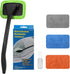Car Windshield Cleaning Tool, Windshield Cleaner with 4 Washable and Reusable Microfiber Pads and Extendable Handle, for Auto Glass Wiper...