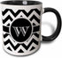 3dRose Black And White Chevron Monogram Initial W Mug, Black/White, 11 oz...