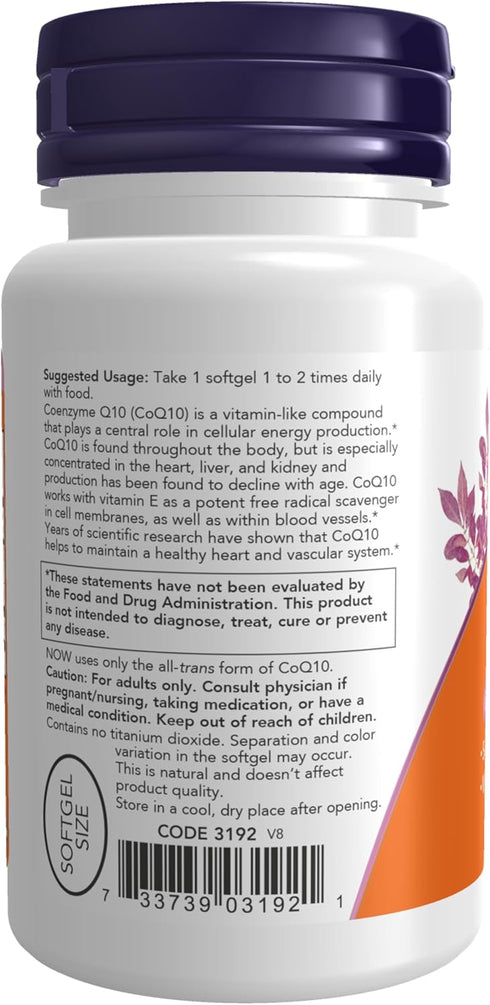 NOW Supplements, CoQ10 50 mg, Pharmaceutical Grade, All-Trans Form produced by Fermentation, 50 Softgels...