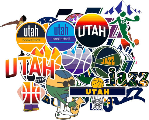 28 PCS Utah Vinyl Jazz Basketball Star Stickers for Water Bottle, Laptop, Bicycle, Computer, Motorcycle, Travel Case, Car Decal Decoration Sticker...