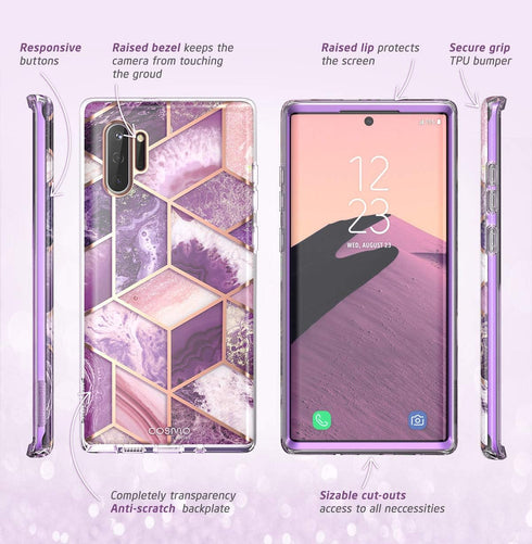 i-Blason Cosmo Series Case Designed for Galaxy Note 10 (2019 Release), Protective Bumper Marble Design Without Built-in Screen Protector (Purple)...