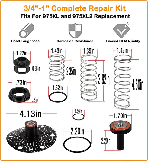 3/4"-1" Complete Repair Kit Fits Replace for Zurn Wilkins 975XL and 975XL2 Replacement?Complete Backflow Repair Kit...