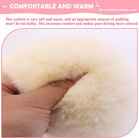 2 PCS Car Seat Anti-Slip Shoulder Strap Cover, Keep Warm in Winter Plush Velcro Closure Delicate Fluffy Neck Pad Protector, Decorative Car Accesso...
