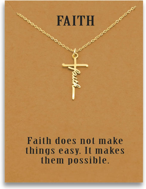 Faith Cross Necklace Gift for her, religious gift for womens,for birthday or Any Special Occasion from, Faith Cross Necklace with Message Card...