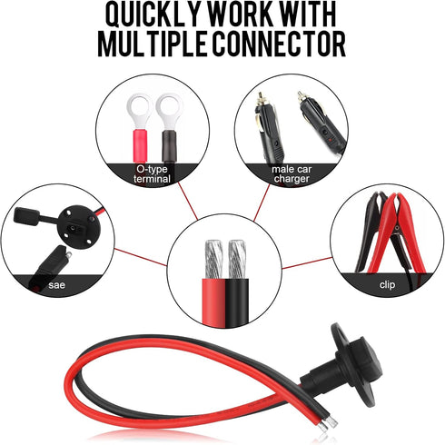 10AWG Weatherproof Solar SAE Power Socket Sidewall Port SAE Quick Connector Harness Plug and SAE Connector Extension Cable for Solar Panel RVs Mot...