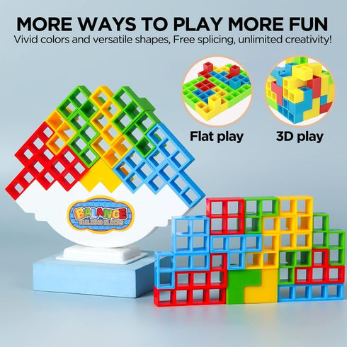 Stacking Game Balance Stacking Blocks Game, Board Games for 2 Players+ Family Games, Parties, Travel, Kids & Adults Team Building Blocks Toy (48PC...