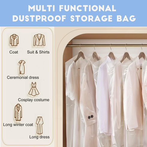 DERIQ 20pcs 60 Inch Plastic Garment Bag Dry Cleaner Bags Clear Plastic bag Dry Cleaning Laundry Bags for Clothes Cover Hanging Clothes Clothes Sto...