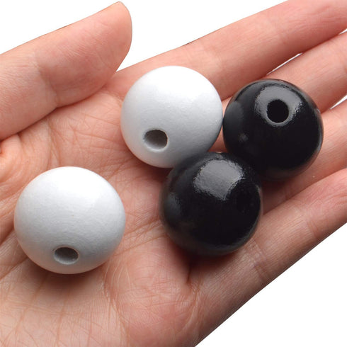 Aylifu Round Wood Beads, 50pcs 25mm Natural Round Wooden Beads Small Hole Wood Loose Beads Smooth Painted Spacer Loose Beading Supplies for Neckla...