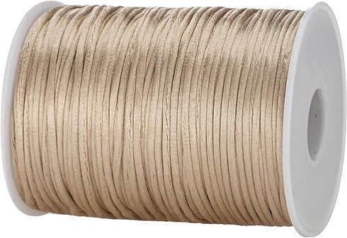 2mm x 100 Yards Satin Nylon Trim Cord, Rattail, Chinese Knot, Kumihimo Cord (Khaki)...