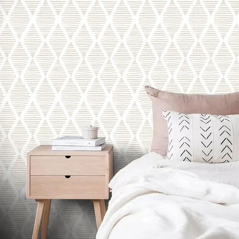 Modern Stripe Peel and Stick Wallpaper Beige and White Contact Paper 17.7” x 78.7” Geometric - Self Adhesive Removable Decorative Wallpaper for Be...
