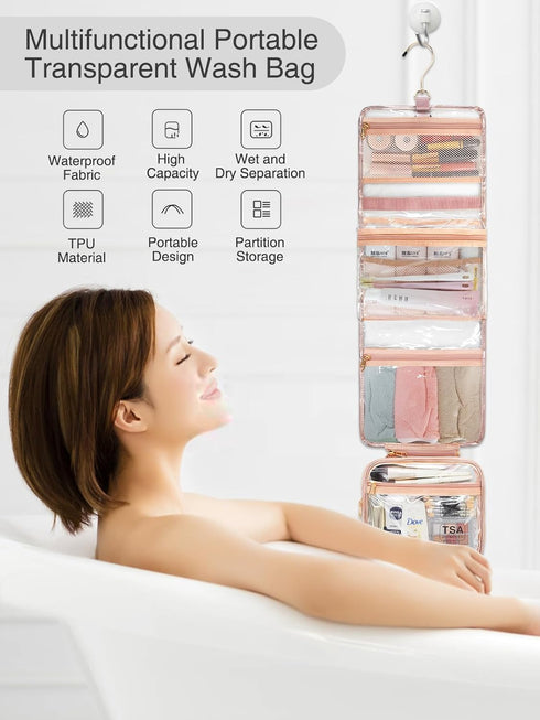 Travel Hanging Toiletry Bag for Men Women with Clear TSA Approved Toiletry Bag, Travel Kit Shaving Bag Waterproof Large Makeup Bag Wash Bag Makeup...