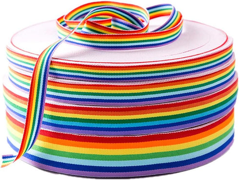 50 Yards Rainbow Ribbon Grosgrain Ribbons for Gift Wrapping Jewelry Making DIY Crafts Party Favors (10mm)...