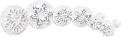 Clever Monster Snowflake Cookie Cutters Set of 6, Plunger Cutter Cake Decorating Supplies Fondant Molds Embossing Tool Snowflake Plunger Cake Cutt...