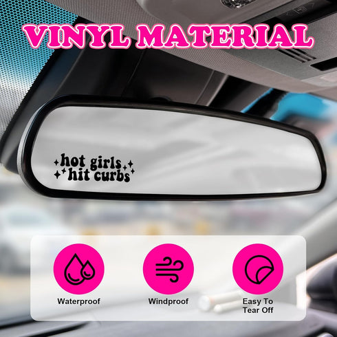 3pcs Hot Girls & Hit Curbs Mirror Decal Car Vanity Mirror Decals for Women Window Stickers (Black)...
