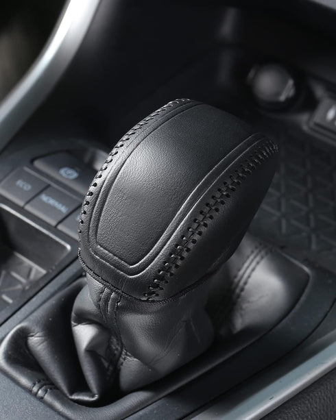 for Toyota RAV4 2019-2024 Gear Shift Knob Cover, Genuine Leather Interior Protective Gear Shift Trim for Toyota Highlander 2020-2024- Black Trim...