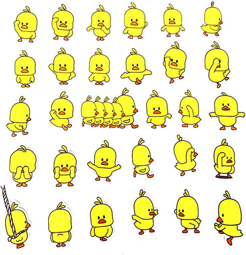 Lovely Little Yellow Duck Stickers 30pcs Decals for Laptops Water Bottles Toys and Gifts for Teens,Girls,Perfect for Laptop,Phone,Skateboard,Trave...