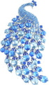 Sindary Pretty Bird 4.33" Peacock Brooch Pin Austrian Crystal BZ5651 (Silver-Tone Blue)...