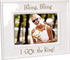 Malden International Designs Glazed Ceramic With Silver Accents Bling Bling I Got the Ring Picture Frame, 4x6, White...