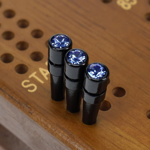 WE Games Black Metal Cribbage Pegs with Swarovski Austrian Crystals - Set of 3 - Cobalt Blue...