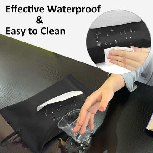 kakaforsa Black Toilet Paper Holder Travel Napkin Holder Reusable Tissue Holder Cloth Tissue Box Cloth Cover Hang Paper Towel Holder Tissue Box Co...